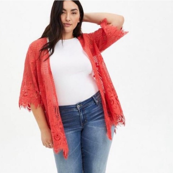 torrid Other - Torrid Women’s Plus Size Coral Lace Kimono 4X